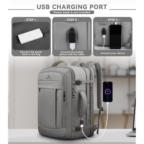 Carry On Backpack, 50L Extra Travel Laptop Backpack for Men Women, Big Bag main image 7